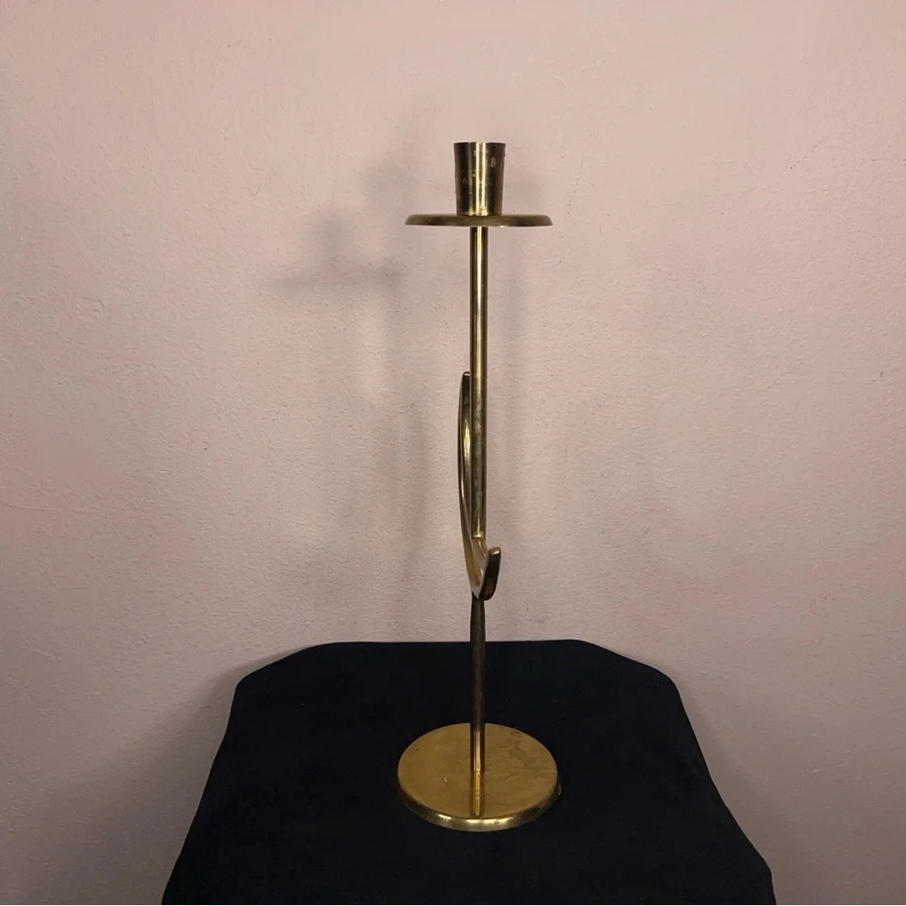 Vintage 90s Celestial Brass Moon Candlestick Goth Retro 14” Height